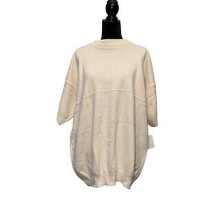 Sue Hillis Designs Duplicate Stitch 100% Cotton Cream Knit Top‎ Short Sleeve 2X